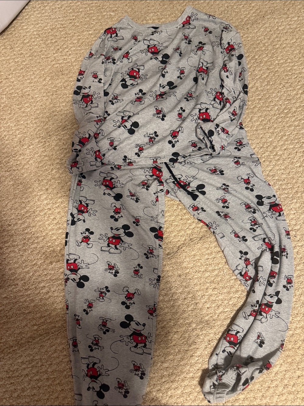 Women’s Grey Mickey Mouse Print Pajama Set
